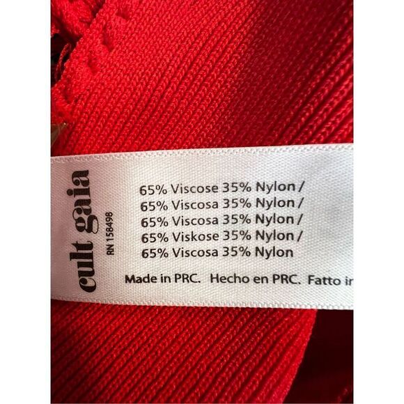 Cult Gaia Women's Red Kiki Knit Sleeveless Fringe Hem Midi Dress Size Large NWOT - Picture 11 of 11